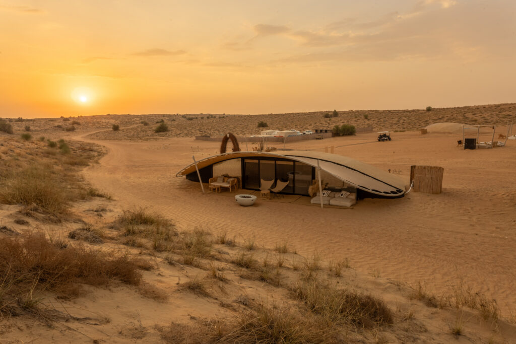 The Nest by Nara at sunset in Dubai. 