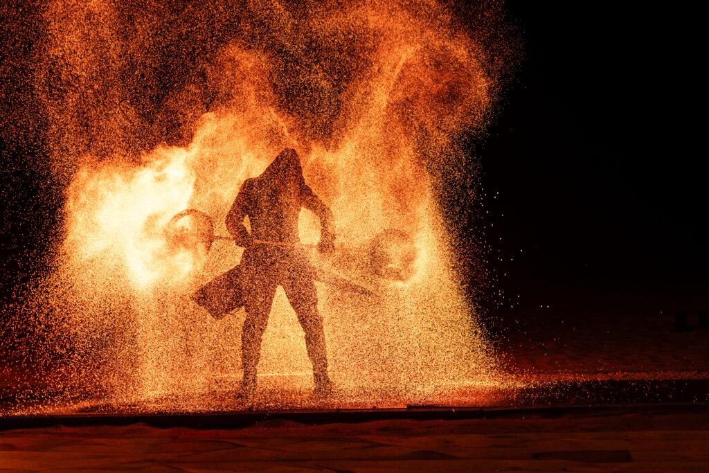 The Charcoal Cage show at Sonara Camp in the Dubai desert. 