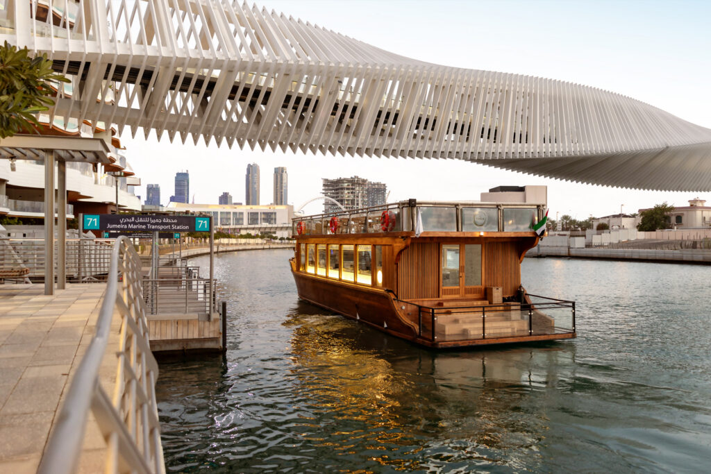 Lady Nara departing from the Jumeirah Marine Station in Dubai. 